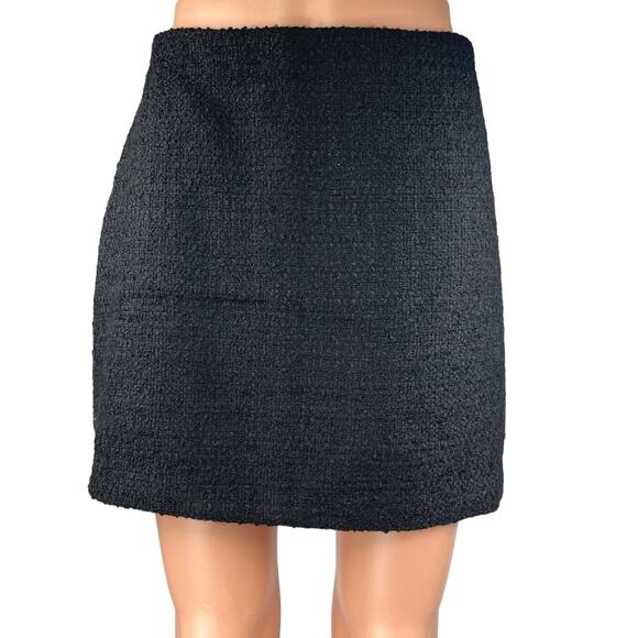 H&M Women's Black High Waisted Textured Zip Casual Pencil Mini Skirt Size 6 - Picture 1 of 5